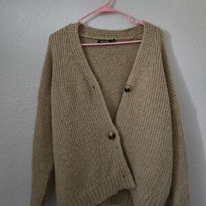 Nasty Gal Tan Button-Up Cardigan